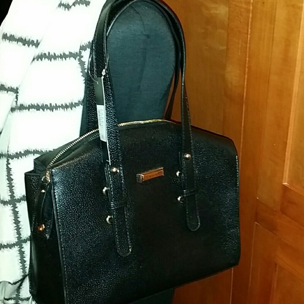 New Tahari Black Vegan Leather Bag